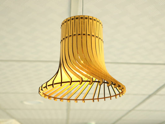 Modern Natural Wood Lamp Shade - Flowing Cylinder
