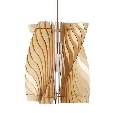 Eclectic Natural Wood Lamp Shade - Rectangular Swirl