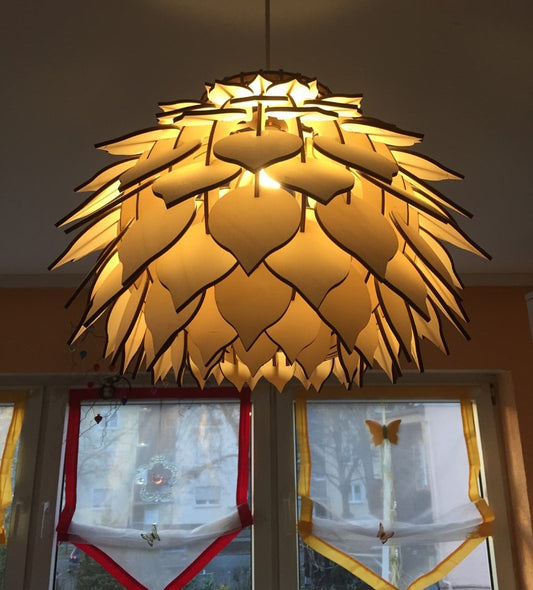 Zen Natural Wood Lamp Shade - Pine Cone Glow